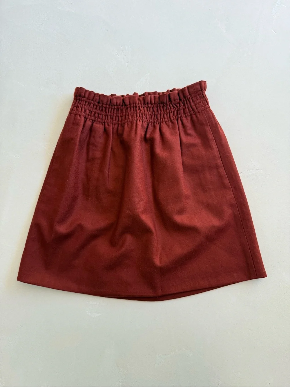 J. Crew Rustic Red Wool Blend Paper Bag Mini Skirt 0
